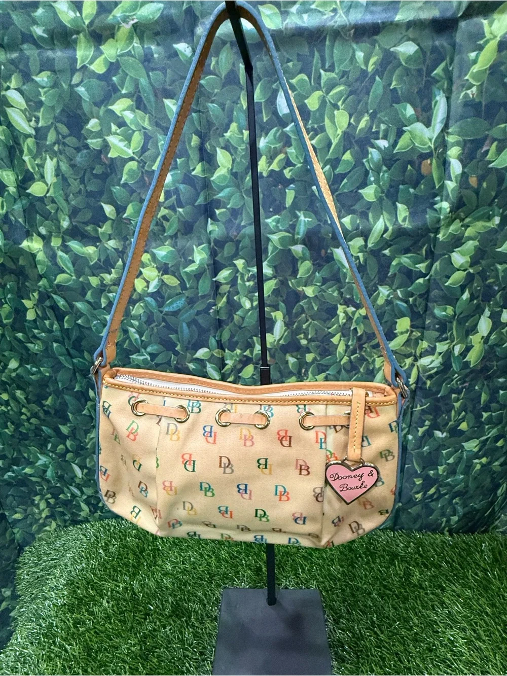 Dooney & Bourke Y2K Vintage IT Bag Yellow DB Rainbow Monogram Vachetta Leather